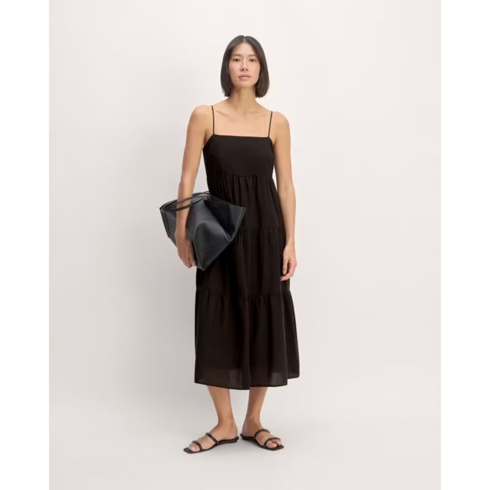 Everlane Black Spaghetti-Strap Tiered Maxi Dress